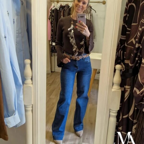 Pantalón palazzo + jersey canale