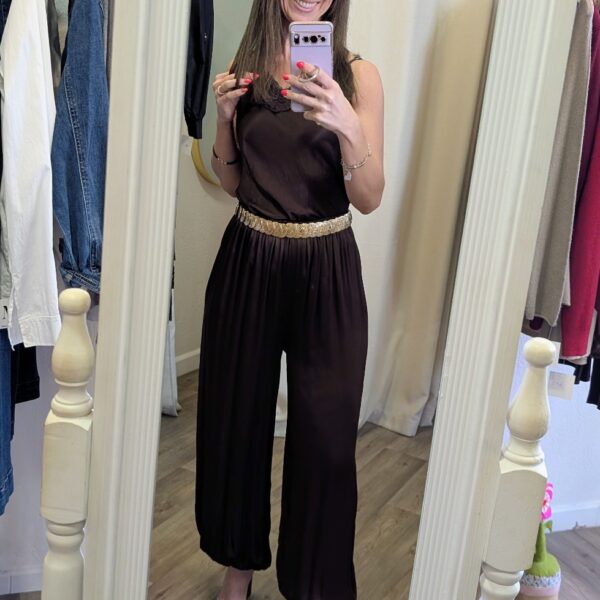 Conjunto satén marrón chocolate